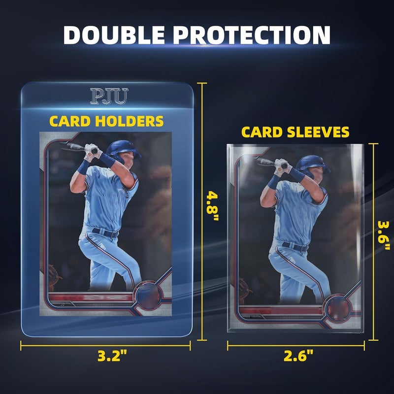 PJU 100ct Semi Rigid Card Holders & 100ct Card Sleeves for PSA, SGC, BGS, CSG Graded Card Submissions, Semi Rigid Baseball Cards Sleeves Protectors, PSA Graded Trading Cards Sleeve - Image 2